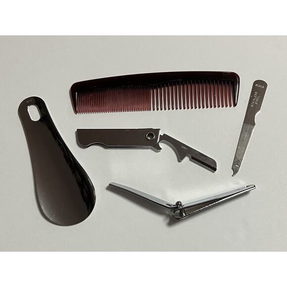 Vtg Mens 6-Pc Travel Nail Clipper Manicure Grooming Pouch Kit Made in Korea - Picture 4 of 6